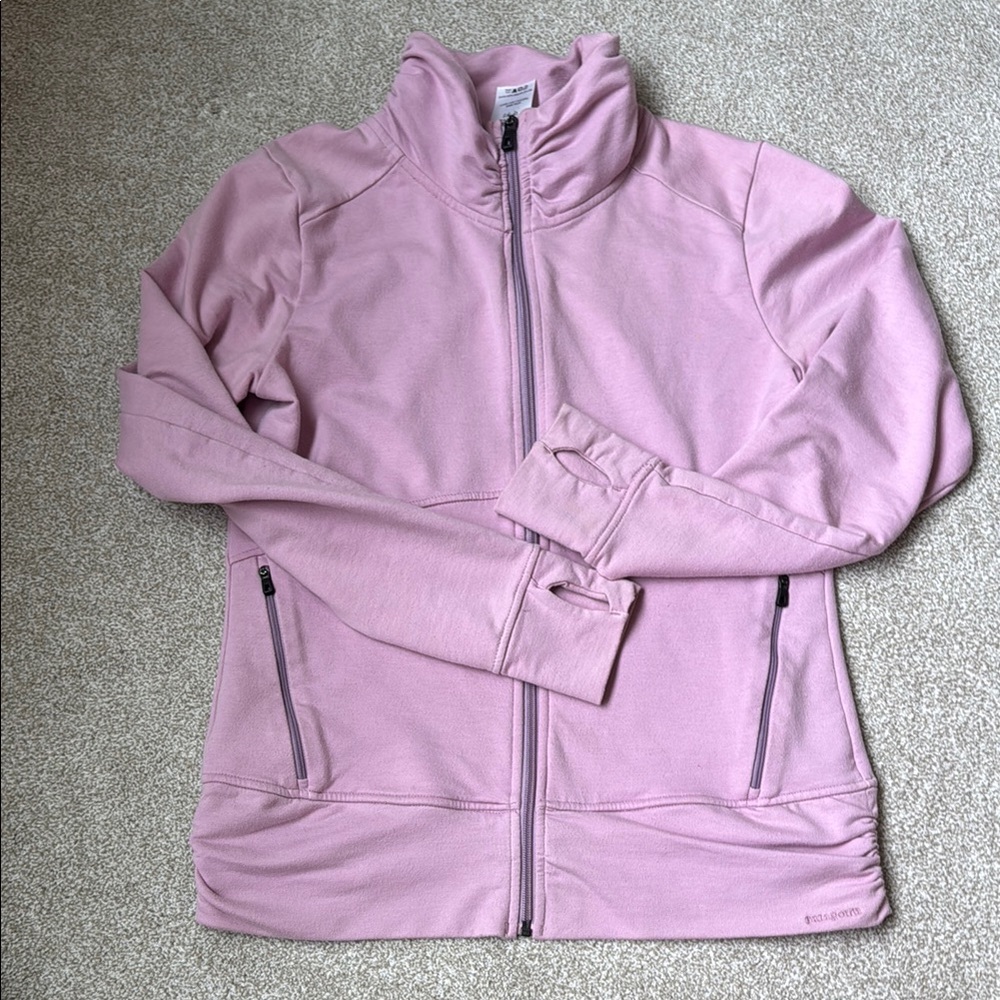 Patagonia Pink Hoodie with Full-Length Zipper and Stand-Up Collar